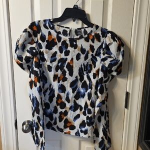 SHEIN Women's Leopard Print Blouse - Black, Blue, Orange